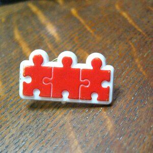 Jigsaw Puzzle Pieces Vintage Lapel Pin